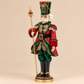 Schiaccianoci Natalizio EDG con Scettro, Uniforme Verde e Rosso Bordeaux con Ricami Oro 96 cm