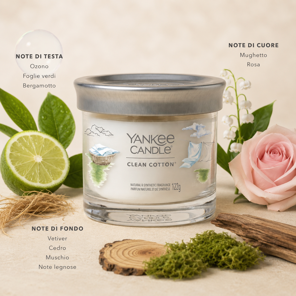 Yankee Candle tumbler 122gr Clean Cotton