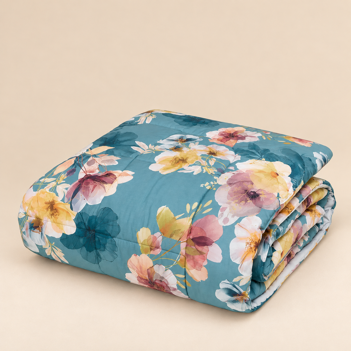 Trapunta Matrimoniale Yumi in Percalle di Cotone con Stampa Floreale Multicolor 270 x 270 cm – Tessitura Randi