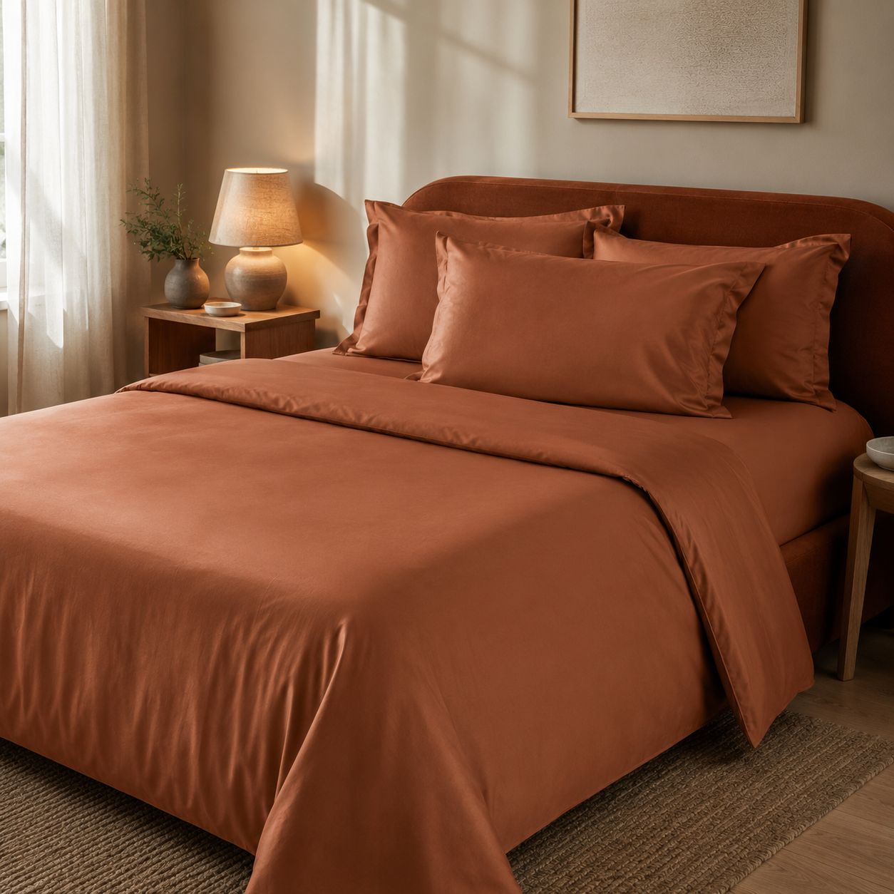 Coppia Copriguanciale Enne in Raso di Puro Cotone – 50 x 80 cm Copper