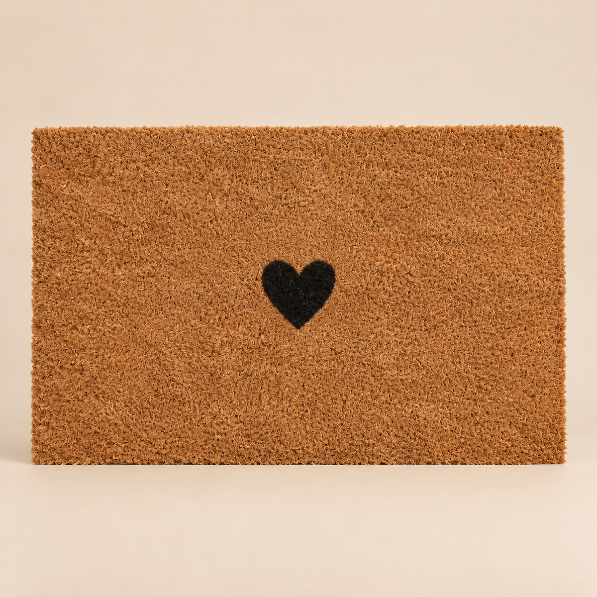 Zerbino Rettangolare in Fibra di Cocco Naturale con Cuore Nero 75 x 45 cm
