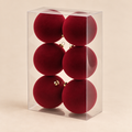 Set 6 Palline di Natale in Velluto Bordeaux Ø 10 cm