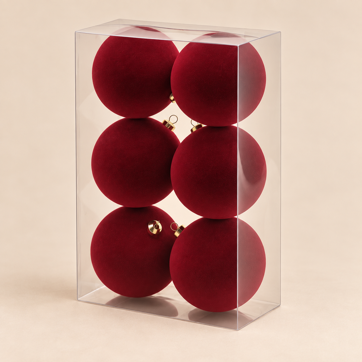 Set 6 Palline di Natale in Velluto Bordeaux Ø 10 cm