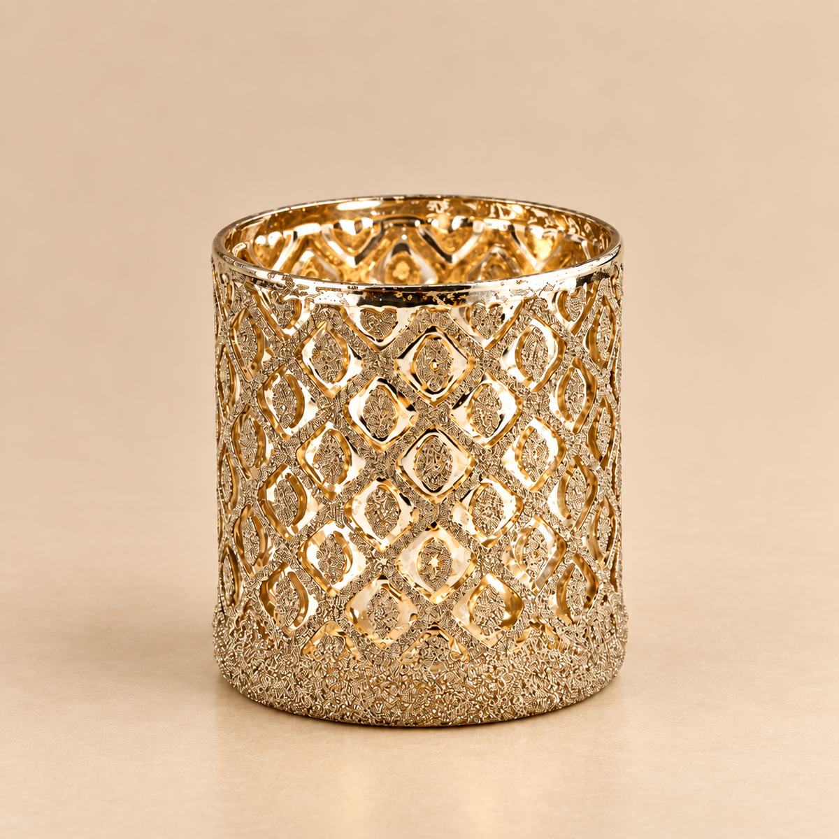 Portacandela Traforato Oro e Glitter h.11cm