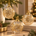 Sfera Natalizia EDG in Vetro Trasparente con Decorazioni Oro e Corona Gioiello Ø10 cm