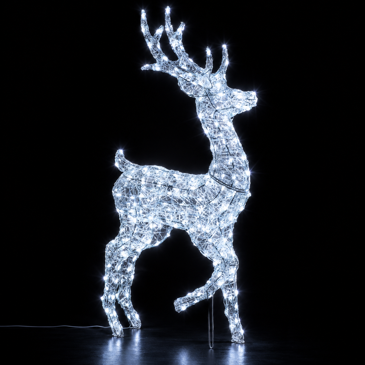 Renna Luminosa 3D H125 cm 240 LED Bianco Freddo con Timer