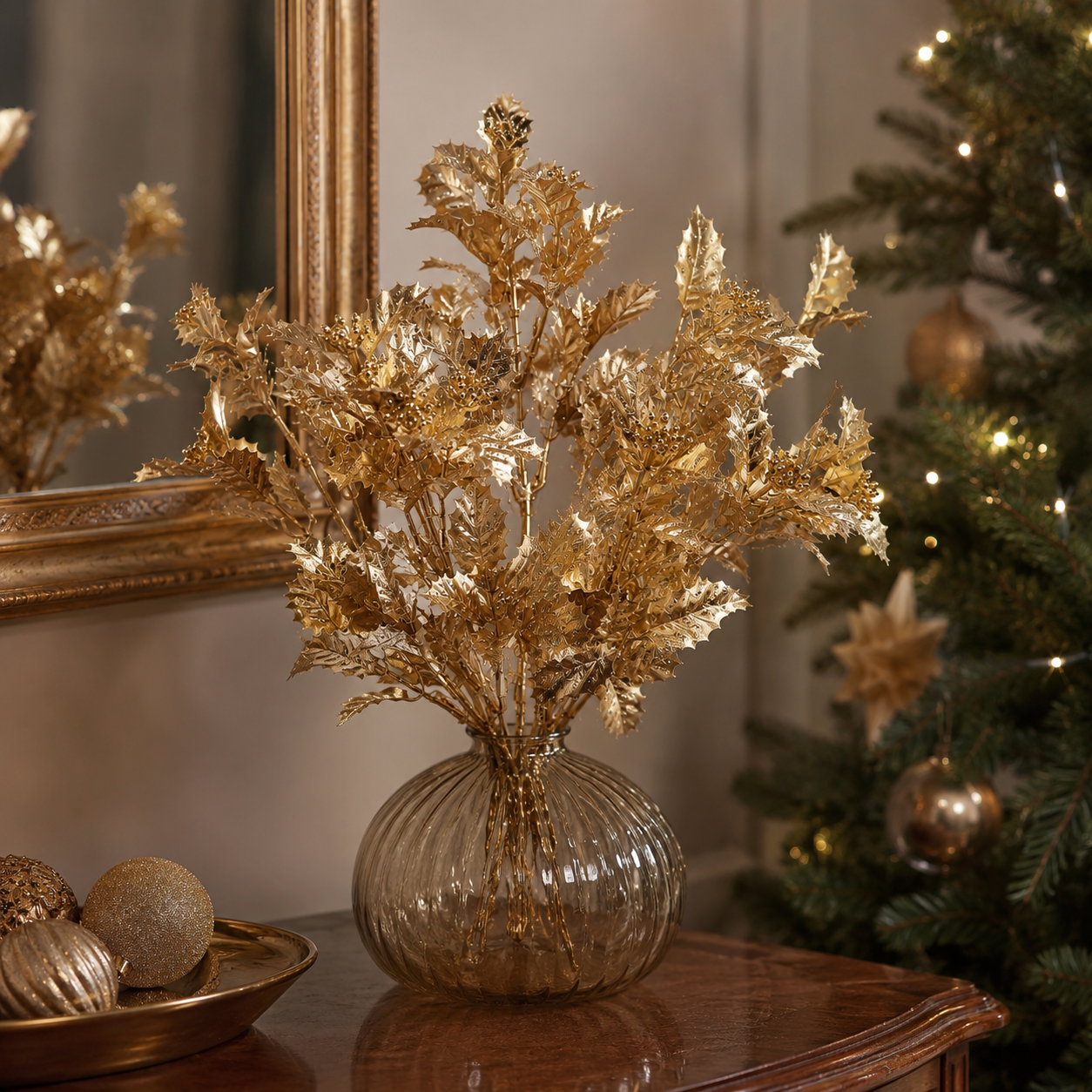 Agrifoglio Oro Decorativo H.30 cm