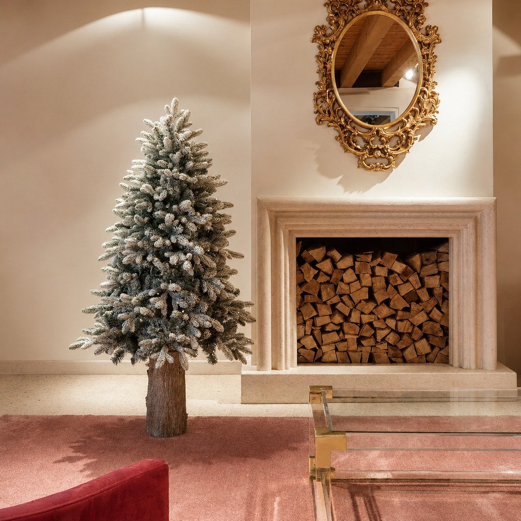 Albero di Natale innevato Merano EDG con 200 LED h.150cm