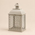 Lanterna Decorativa Traforata Grigio Chiaro in Metallo 20 x 15 x H 38 cm