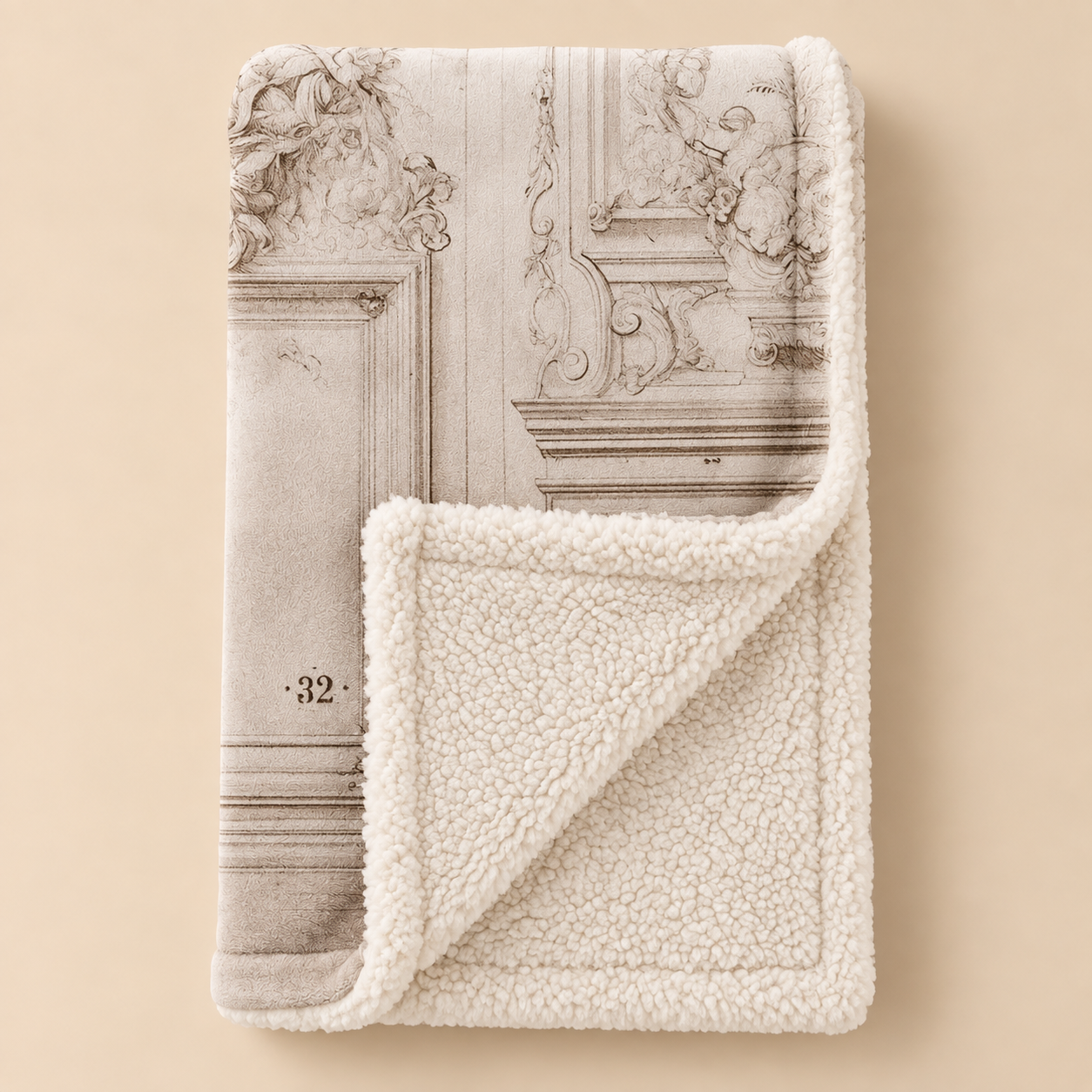 Plaid Sherpa Baroque Collection Blanc Mariclò – 140 x 170 cm