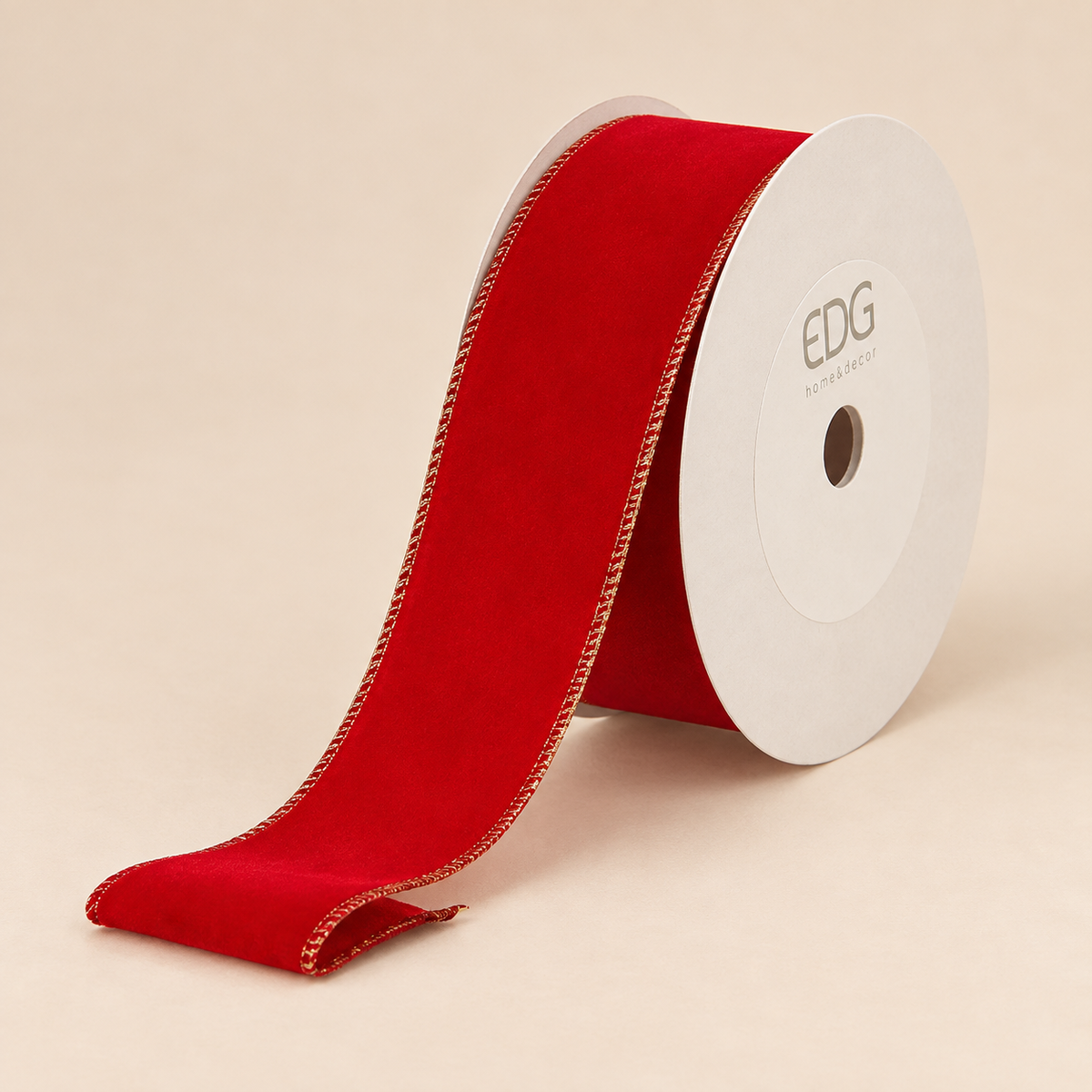 Nastro Decorativo Rosso con Bordo Glitter Oro H 50 mm - Venduto al Metro - EDG