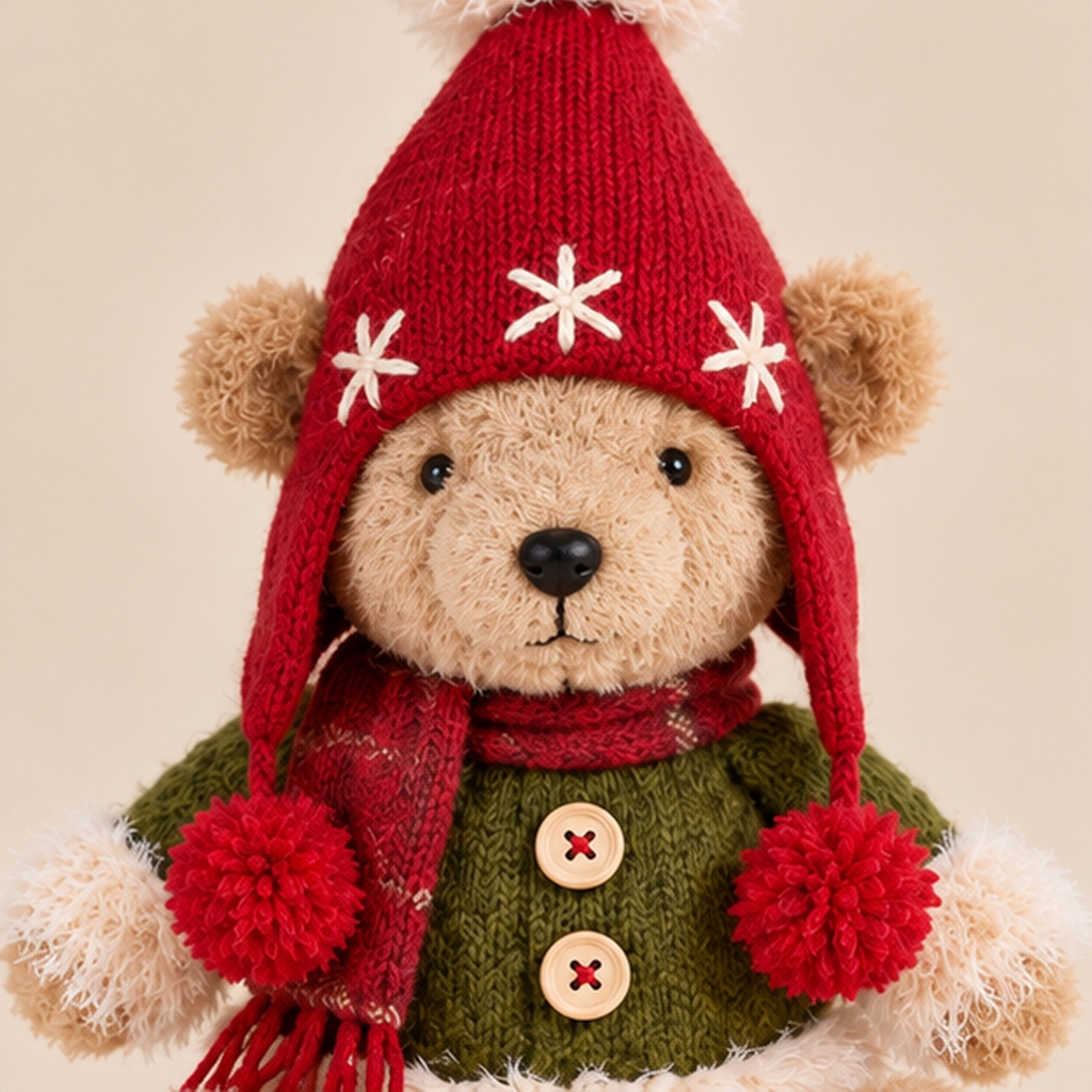 Orsetto Natalizio Seduto in Peluche H 41 cm