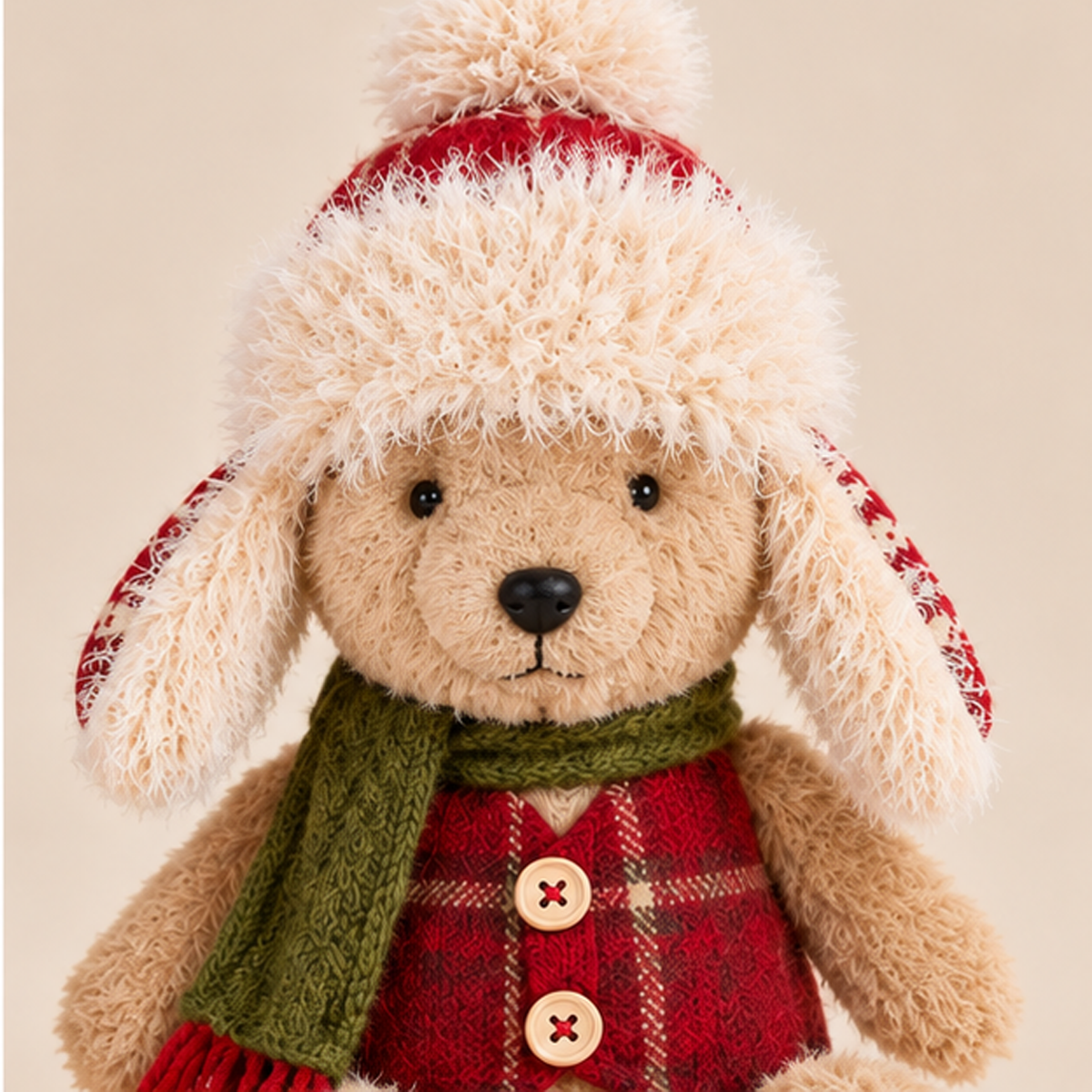 Orsetto Natalizio Seduto in Peluche H 41 cm