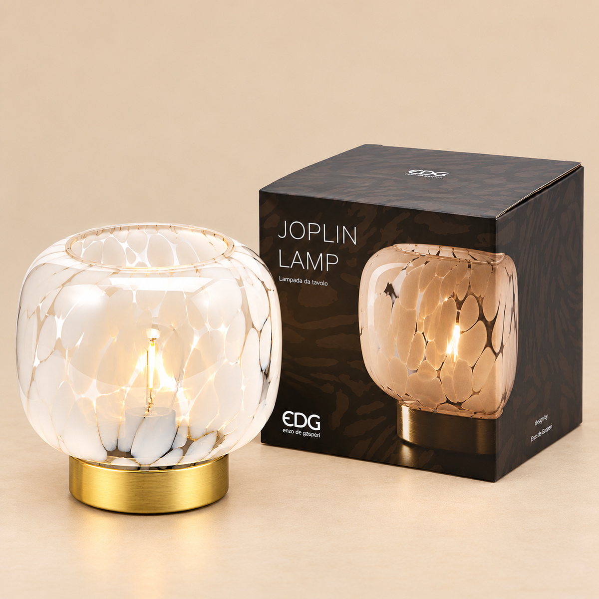 Lampada da Tavolo Joplin EDG in Vetro Modellato a Mano H 14 cm