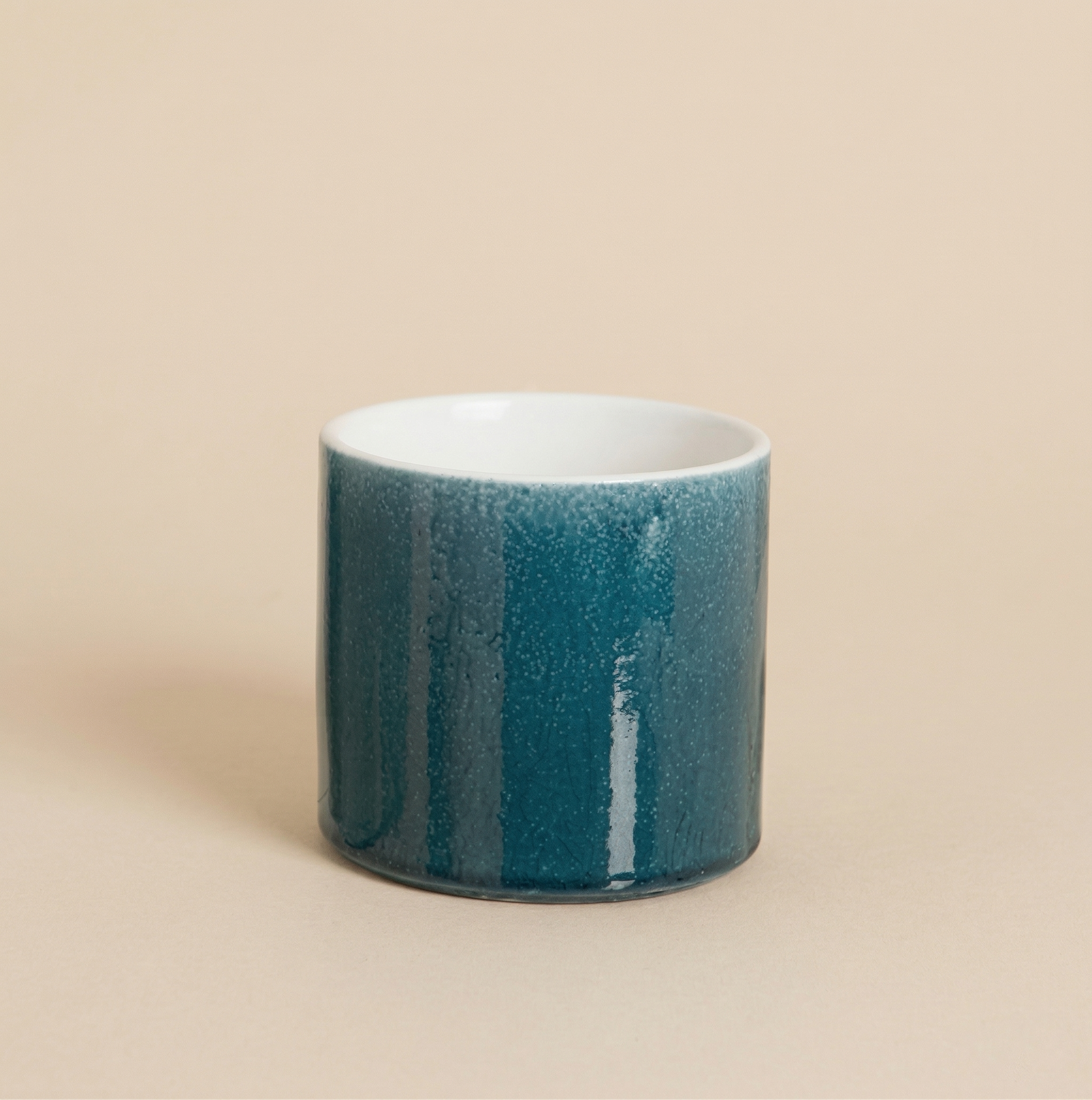 Portavaso ceramica smaltata blu h.13