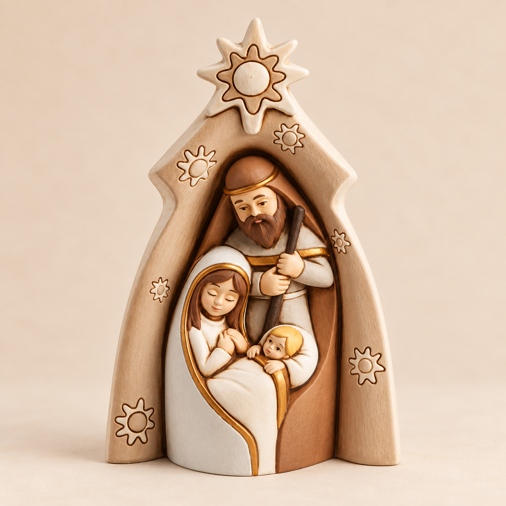 Natività Sacra Famiglia in Ceramica 13 x H 20,5 cm