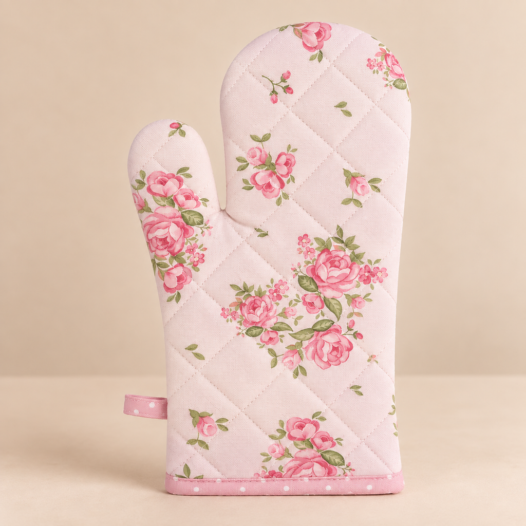 Guanto da Forno Sweet Roses in Cotone 18 x 30 cm