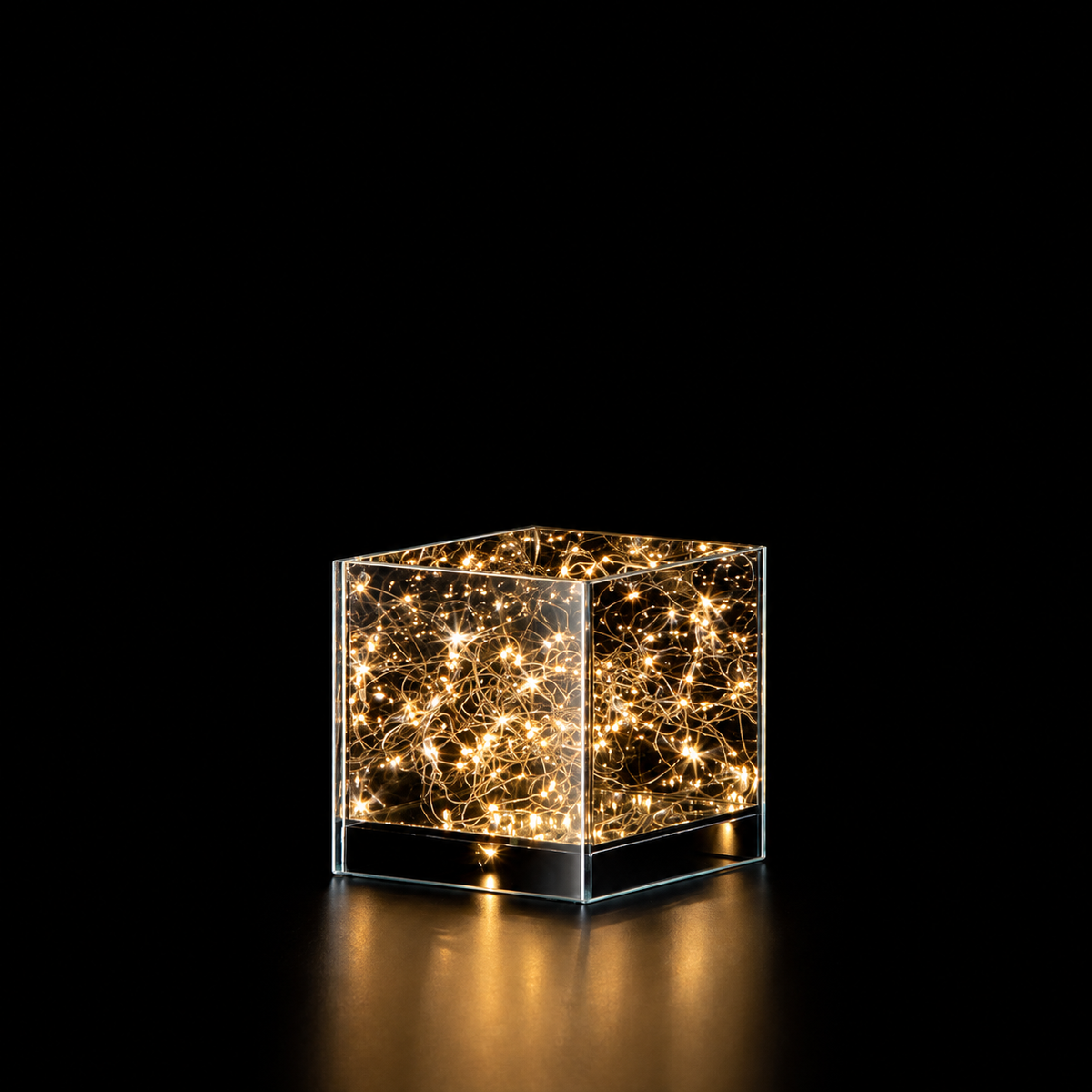 Teca Natalizia Luminosa EDG in Vetro con 40 LED a Luce Calda – Cubo Decorativo 15 x 15 x H 15 cm