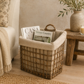 Cesto in Rattan con Manico e Fodera – 33 x 20 x H 41 cm