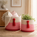 Cesto in Cotone con Pon Pon – Ø 30 / Ø 35 cm
