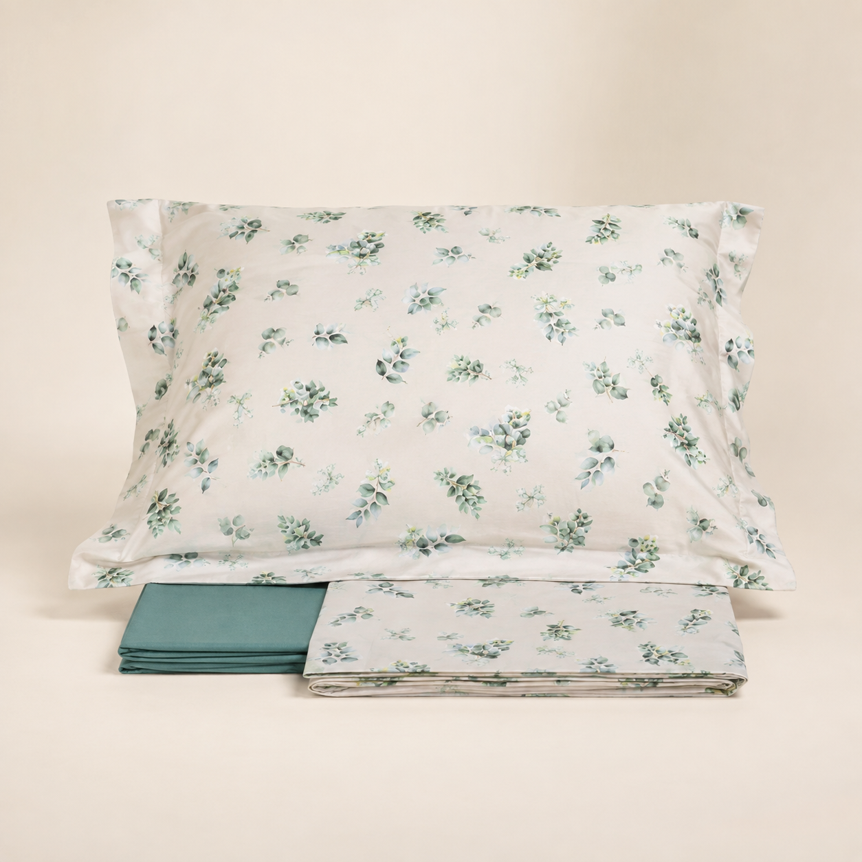 Completo Lenzuola Matrimoniale Tessitura Randi – Percalle di Puro Cotone 200 TC Lovely Agave