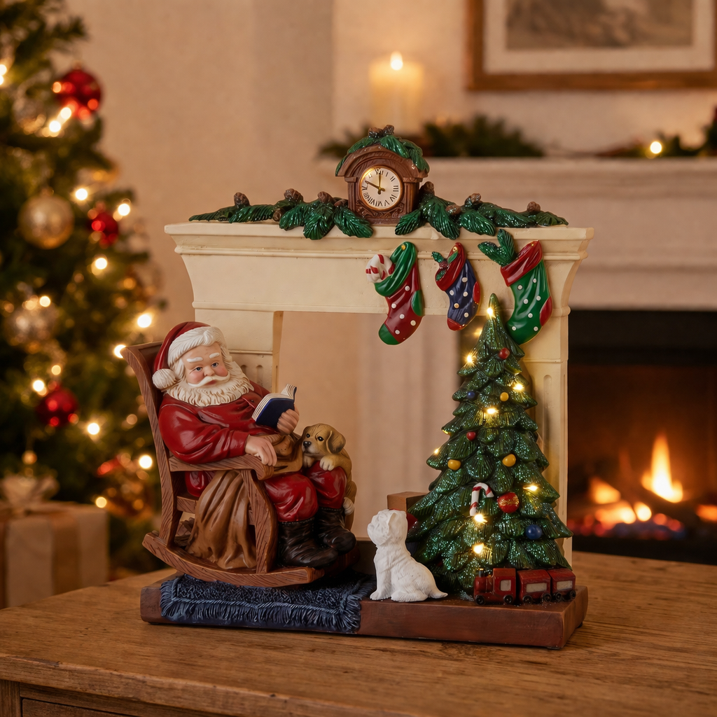 Babbo Natale con led Happy Santa camino