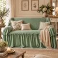 Copridivano con Gala Volant Verde Salvia in Microfibra 160 x 280 cm – Blanc Mariclò