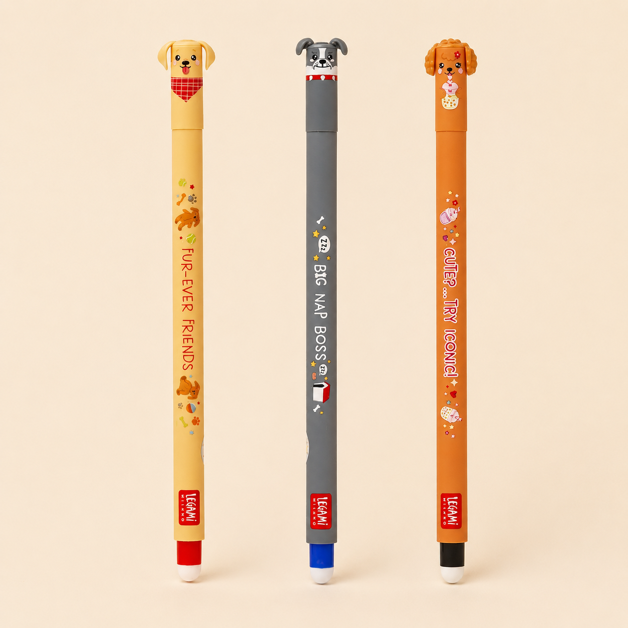 Set di 3 Penne Cancellabili Legami - Erasable Pen - Fur-ever Friends