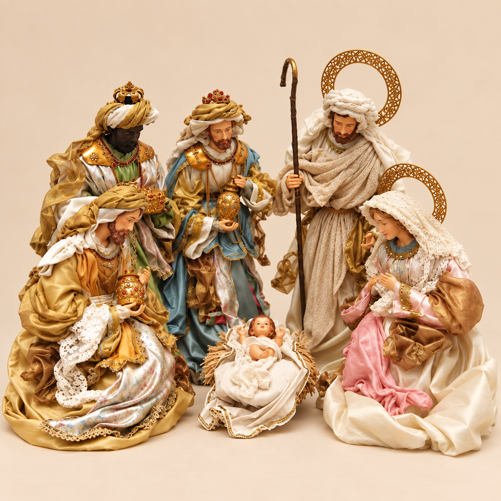 Presepe Completo Sacra Famiglia e Re Magi H 76 cm in Poliresina - EDG