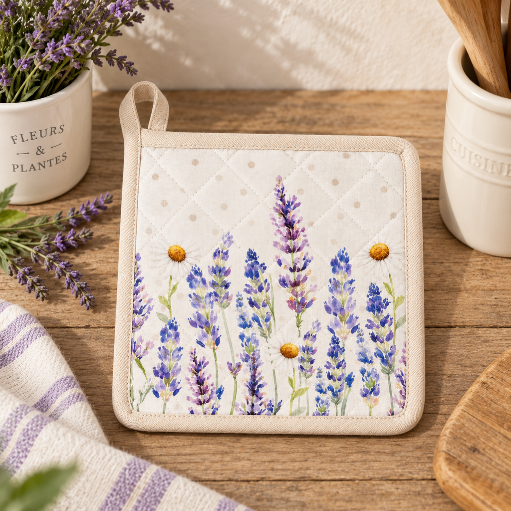 Presina Lavanda e Margherite in Cotone 20 x 20 cm
