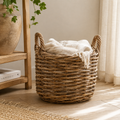 Cesto Rotondo Intrecciato con Manici – Ø 30 x H 23/34 cm