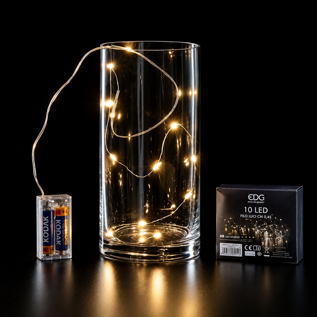 Catena Luminosa MicroLED 20 LED Bianco Caldo 140 cm a Batteria - EDG