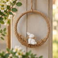 Decorazione Pasquale Sospesa con Coniglietto seduto in Ceramica Ø 21 cm