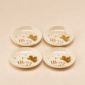 Set 4 Piattini Rotondi Portacandela Natalizi con Angelo Dorato e Scritta Merry Christmas – Ø 10 cm