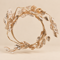 Corona Decorativa Natalizia Oro con Foglie Trasparenti e Glitter Ø15 cm