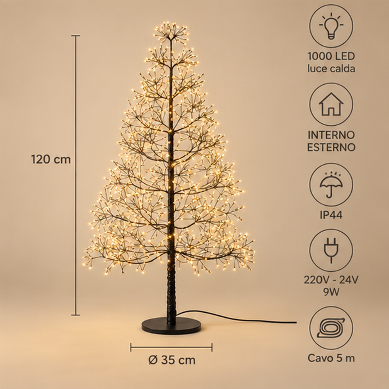 Faggio Luminoso 1000 LED EDG  h.120cm
