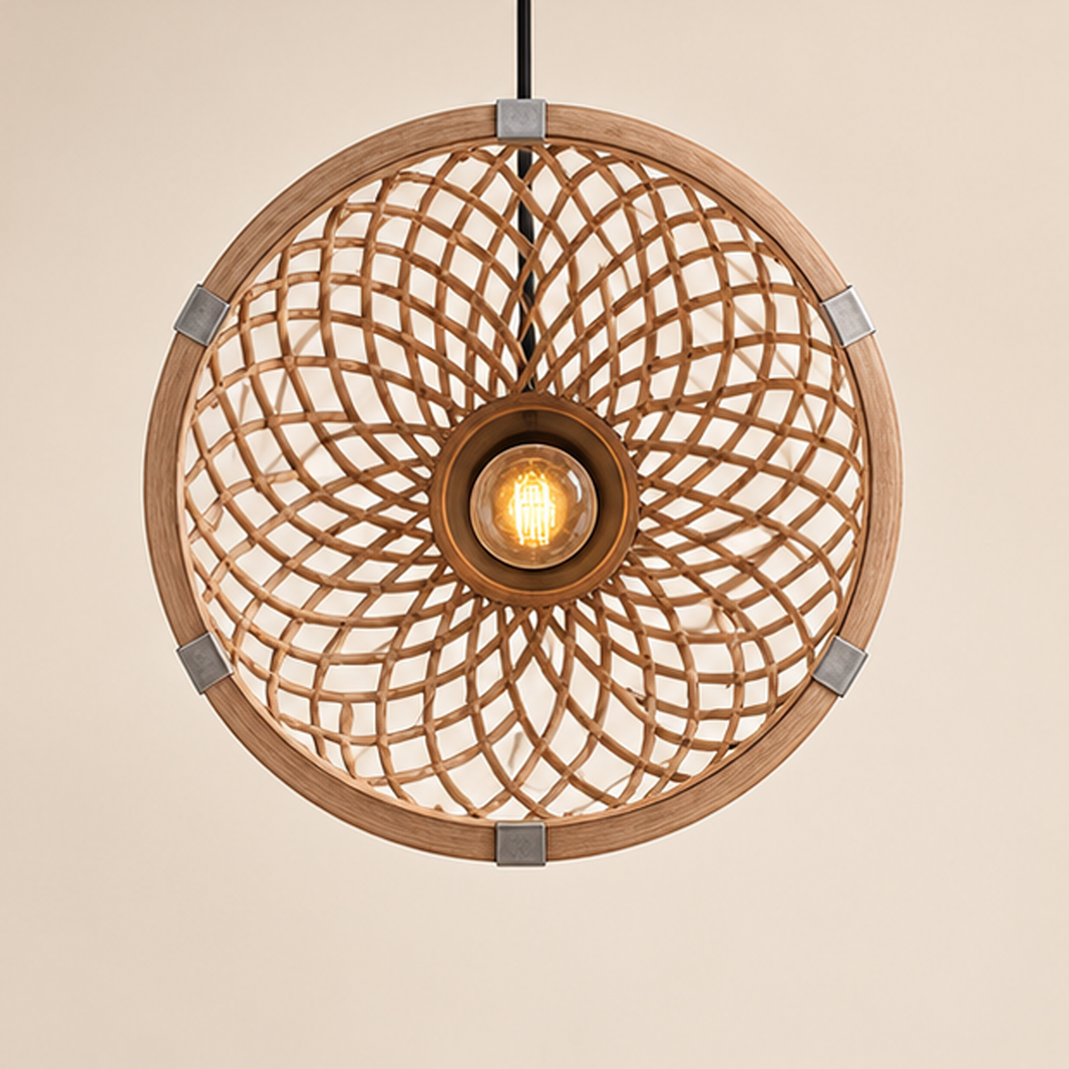 Lampadario Rattan Cupola Ø 41 x H 29 cm