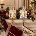 Set 2 Ganci per Calze Natalizie Schiaccianoci Oro e Argento con Dettagli Glitter H12 cm