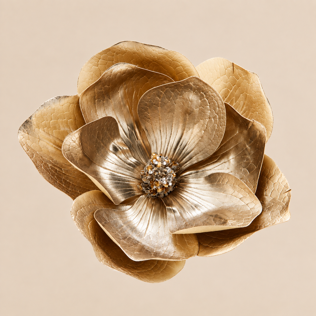 Fiore Magnolia Decorativa Oro Chiaro Ø 20 cm