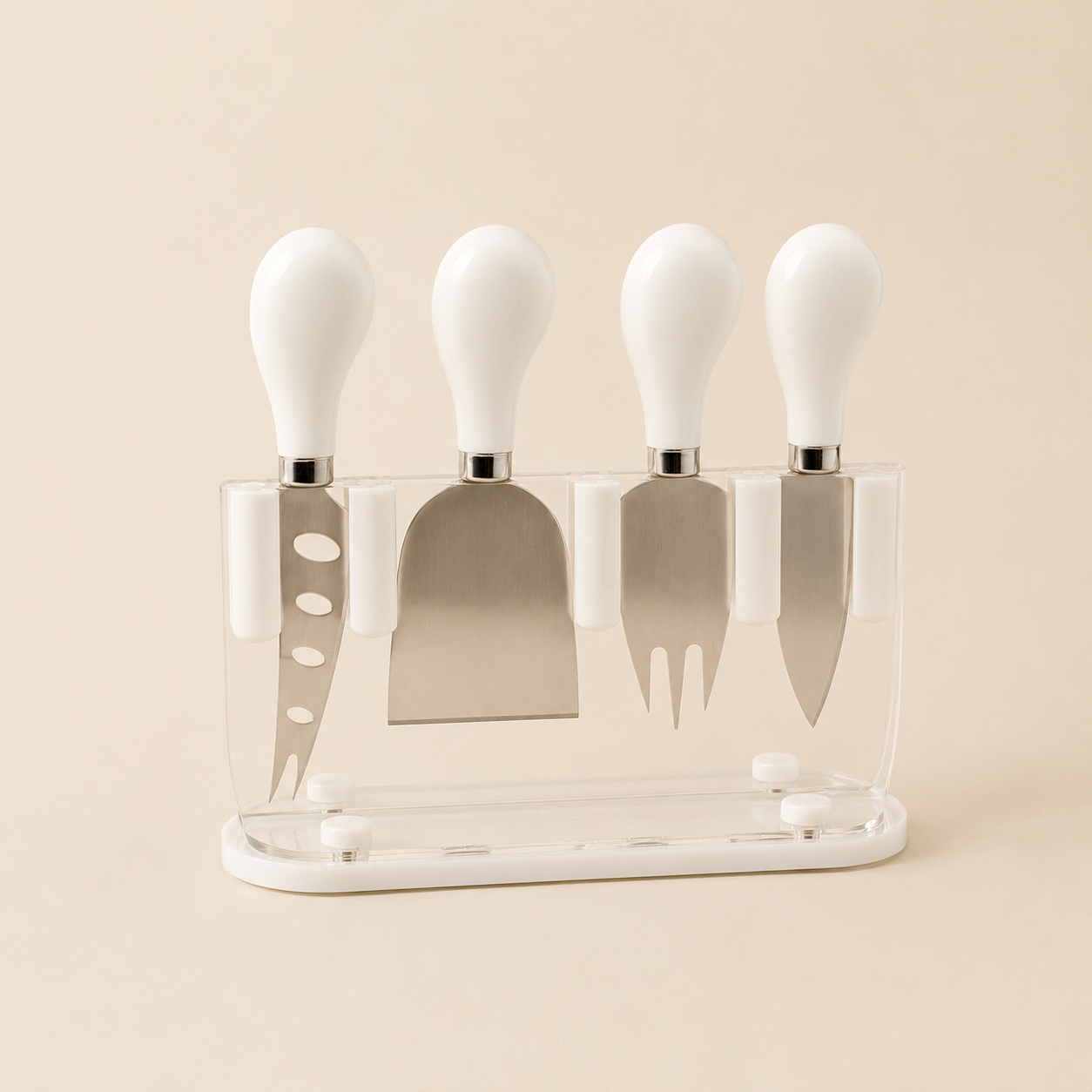 Set Formaggi Slice & Dice Bianco Maxwell & Williams – 4 Utensili con Ceppo (seconda scelta)