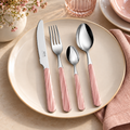 Servizio Posate 24 Pezzi Bistrot Natural Inspiration Effetto Legno Rosa – Acciaio Inox 18/10 – 6 Posti Tavola