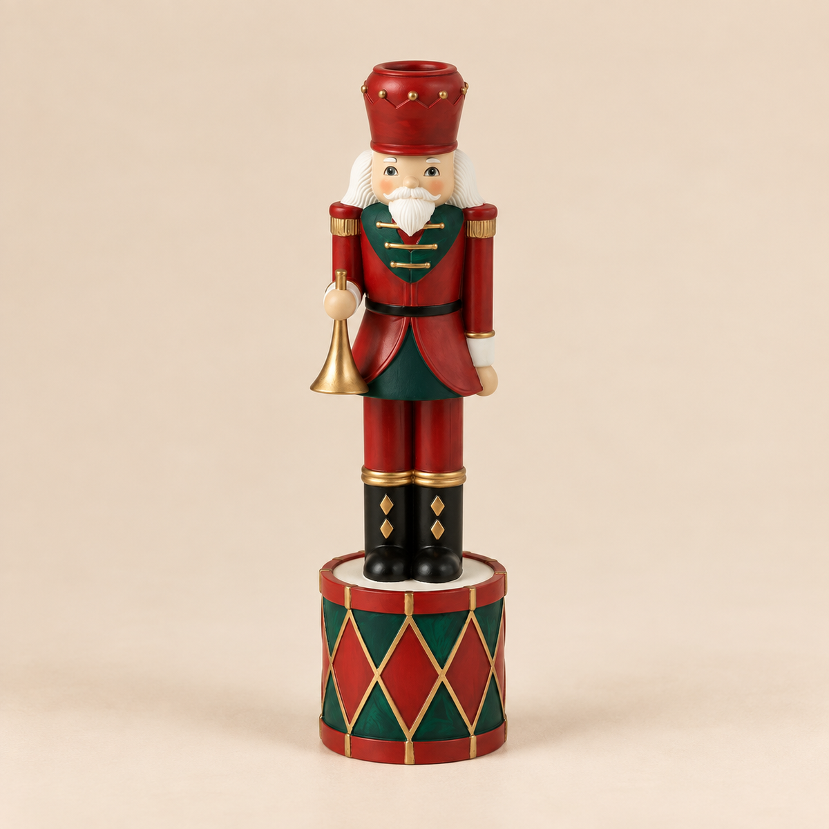 Portacandela Schiaccianoci con Tromba e Tamburo H25,5 cm
