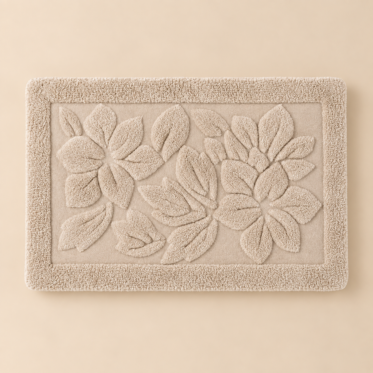 Tappeto Bagno con Fiori Blanc Mariclò Beige 50 x 80 cm Beige