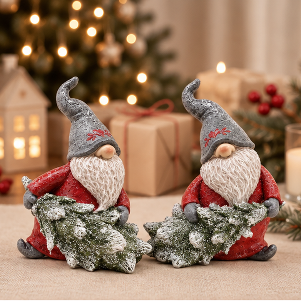 Gnomo Natalizio con Albero in Resina