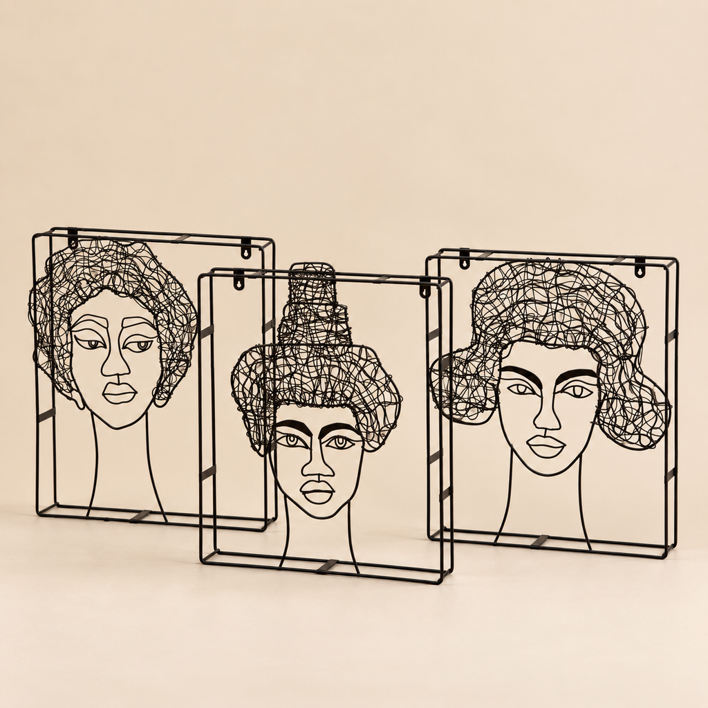 Decorazione da Parete Volto in Metallo Nero 30 x 35 cm - EDG