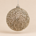 Sfera di Natale Argento con Decoro Ricamato Ø 10 cm in PVC