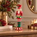 Schiaccianoci Natalizio EDG con Regalo Luminoso LED Rosa, Rosso e Verde – H 31 cm