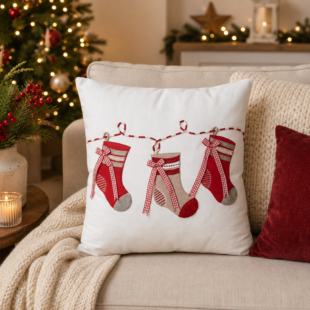 Cuscino Soffice abbracci calze di natale