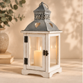 Lanterna Vintage in Legno e Metallo 17,5 x 17,5 x H 40 cm (Seconda scelta)