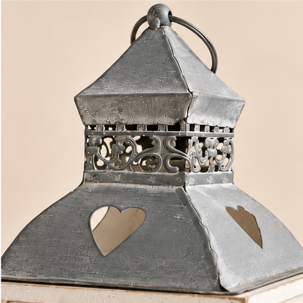 Lanterna Vintage in Legno e Metallo 17,5 x 17,5 x H 40 cm (Seconda scelta)